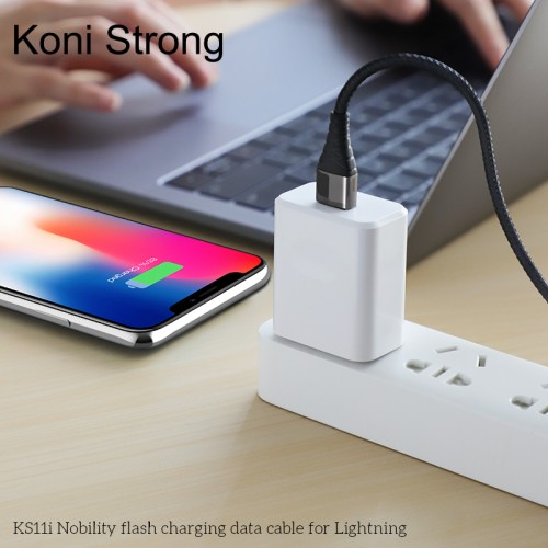 Кабель Lightning Koni Strong nobility flash charging KS11i |1.2m, 2.4A| black