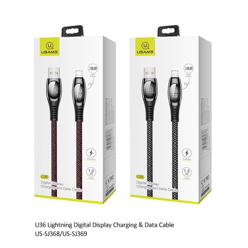 Кабель Usams Lightning Digital Display US-SJ368 U36 |1.2M, 2A| red