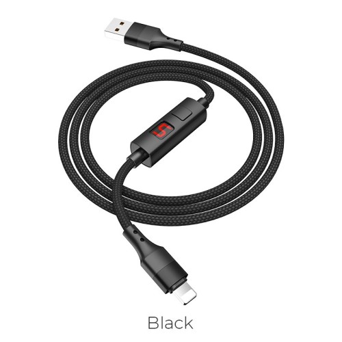 Кабель Hoco Lightning Central Control Timing S13 |1.2M, 2.4A| black