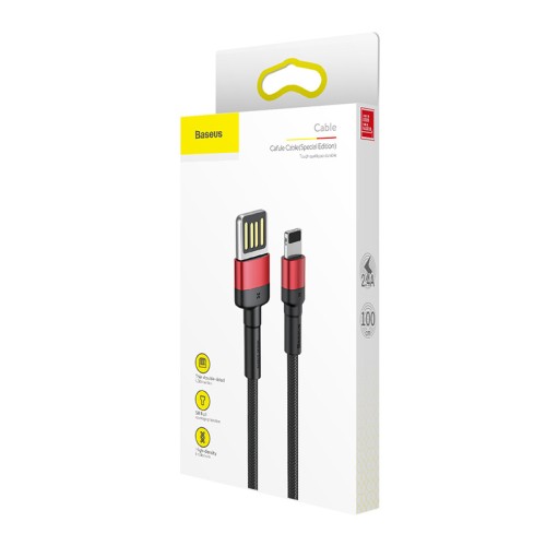 Кабель BASEUS Lightning Cafule (special edition) |1m, 2.4A| (CALKLF-GG1) black-grey