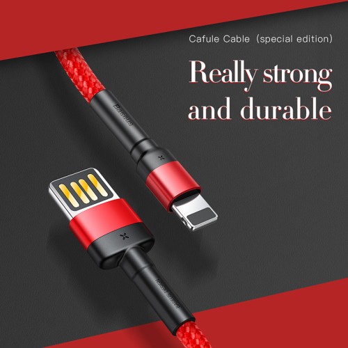Кабель BASEUS Lightning Cafule (special edition) |1m, 2.4A| (CALKLF-GG1) black-grey