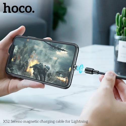 Кабель HOCO Lightning магнитный Sereno magnetic charging cable X52 |1.2m, 2.4A| black