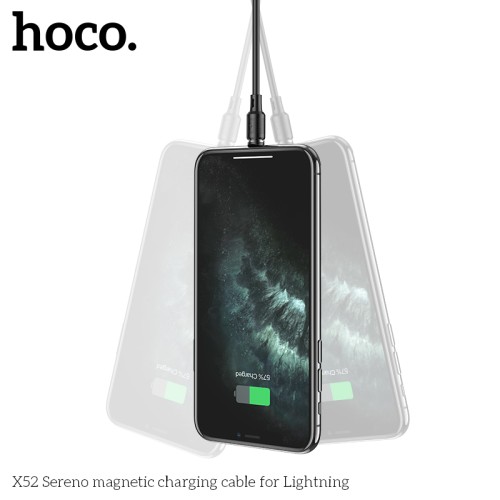 Кабель HOCO Lightning магнитный Sereno magnetic charging cable X52 |1.2m, 2.4A| black