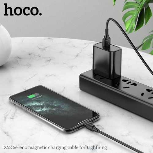 Кабель HOCO Lightning магнитный Sereno magnetic charging cable X52 |1.2m, 2.4A| black