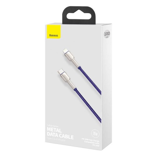 Кабель BASEUS Type-C to Lightning Cafule Series Metal Data Cable |1M, 20W, PD| (CATLJK-A05) white