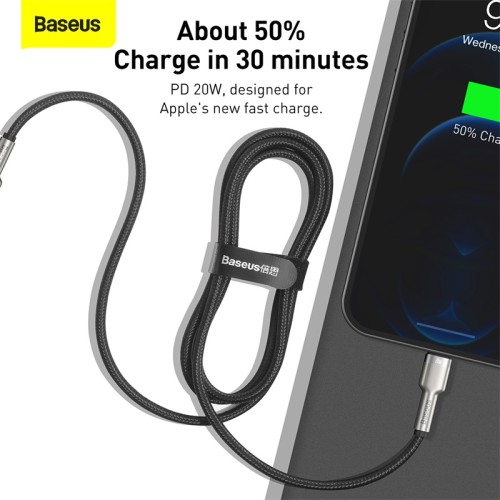 Кабель BASEUS Type-C to Lightning Cafule Series Metal Data Cable |1M, 20W, PD| (CATLJK-A05) white