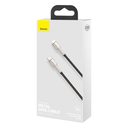 Кабель BASEUS Type-C to Lightning Cafule Series Metal Data Cable |2M, 20W, PD| (CATLJK-B02) white