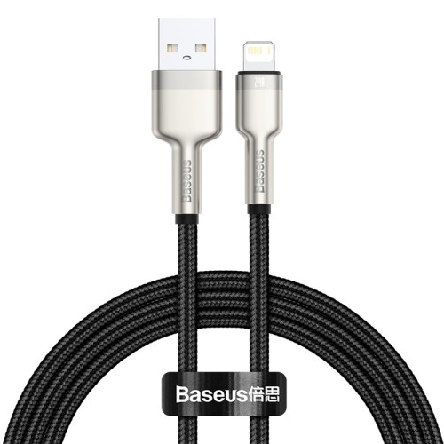 Кабель BASEUS Lightning Cafule Series Metal Data Cable |1M, 2.4A| (CALJK-A05) black