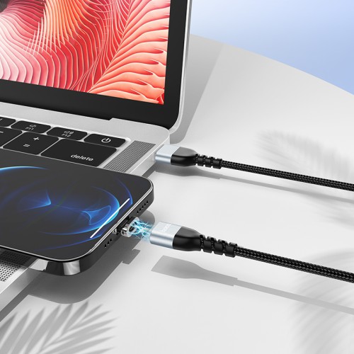 Кабель Hoco Lightning Traveller magnetic charging data cable U96 |1.2m, 2.4A| black