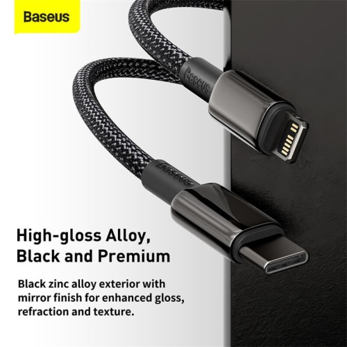 Кабель BASEUS Type-C to Lightning Tungsten Gold Fast Charging |2m, 20W, PD| (CATLWJ-A01) black