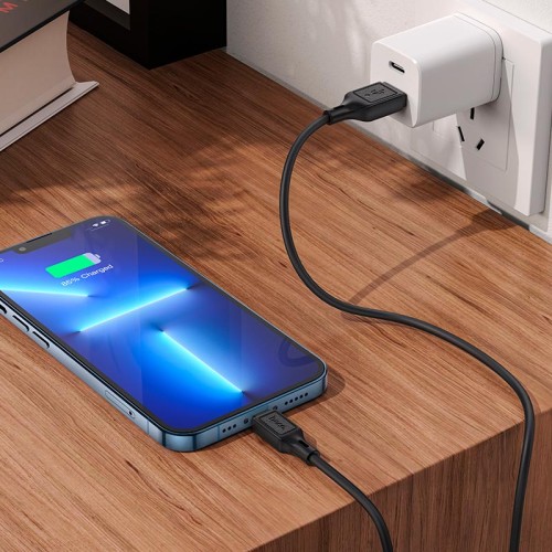 Кабель HOCO Lightning Cool silicone charging data cable X90 |1m, 2.4A| black