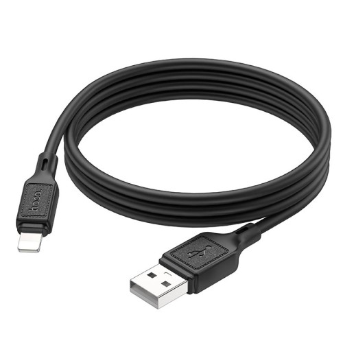 Кабель HOCO Lightning Cool silicone charging data cable X90 |1m, 2.4A| black