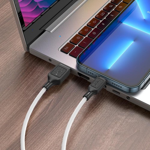 Кабель HOCO Lightning Cool silicone charging data cable X90 |1m, 2.4A| black