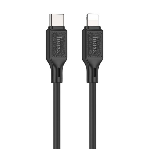 Кабель HOCO Type-C to Lightning Cool silicone PD charging data cable X90 |1m, 20W, 3A| black