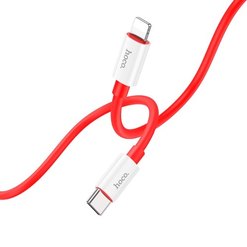 Кабель HOCO Type-C to Lightning Magic silicone PD charging data cable X87 |1m, 3A, 20W| red