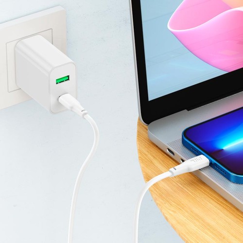 Кабель HOCO Type-C to Lightning Force fast charging data cable X93 |2m, 20W| white