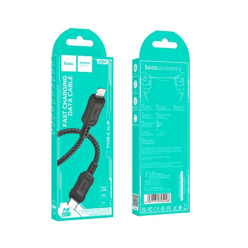 Кабель Hoco Type-C to Ligtning Leader PD charging data cable X94 |1m, 20W| black
