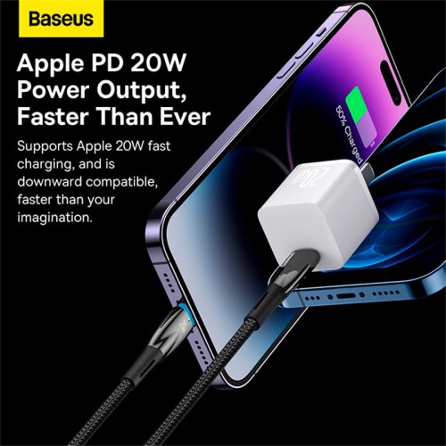 Кабель Baseus Type-C to Lightning Glimmer Series Fast Charging Data Cable |1m, 20W| black