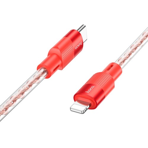Кабель Hoco X99 Crystal junction PD silicone charging data cable |1m, 27W/3A| red