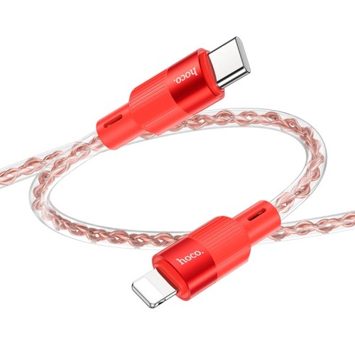 Кабель Hoco X99 Crystal junction PD silicone charging data cable |1m, 27W/3A| red