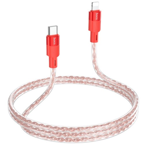 Кабель Hoco X99 Crystal junction PD silicone charging data cable |1m, 27W/3A| red