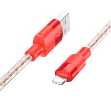 Кабель HOCO X99 Crystal junction Lightning silicone charging data cable |1m, 2.4A| red