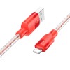 Кабель HOCO X99 Crystal junction Lightning silicone charging data cable |1m, 2.4A| red
