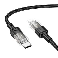 Кабель HOCO Type-C to Lightning Spirit PD transparent charging data cable U129 |27W, 1.2M| black