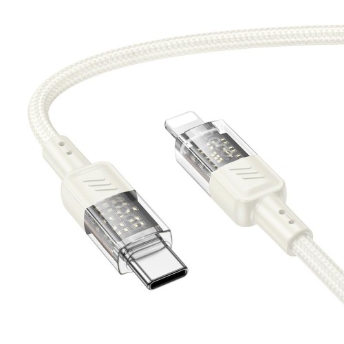 Кабель HOCO Type-C to Lightning Spirit PD transparent charging data cable U129 |27W, 1.2M| grey