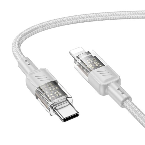 Кабель HOCO Type-C to Lightning Spirit PD transparent charging data cable U129 |27W, 1.2M| grey