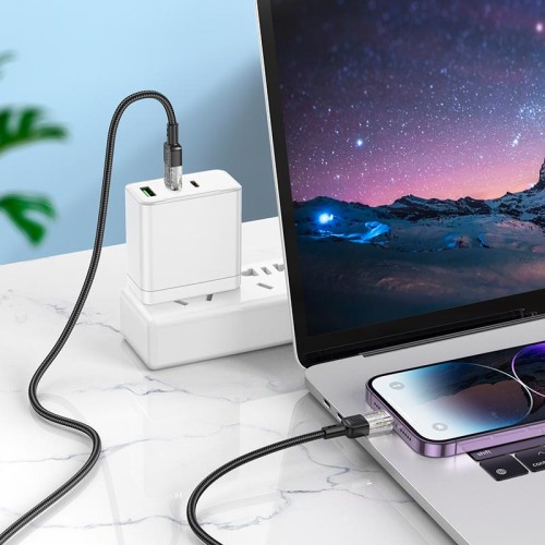 Кабель HOCO Type-C to Lightning Spirit PD transparent charging data cable U129 |27W, 1.2M| grey