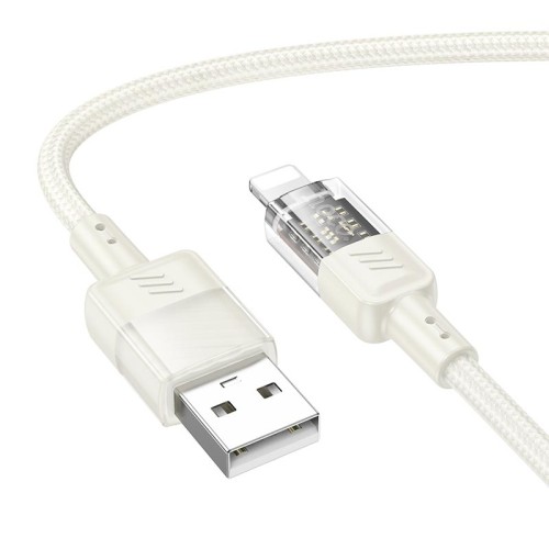 Кабель HOCO Lightning Spirit transparent charging data cable U129 |2.4A, 1.2M| black