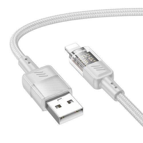 Кабель HOCO Lightning Spirit transparent charging data cable U129 |2.4A, 1.2M| black