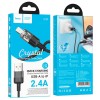 Кабель HOCO Lightning Spirit transparent charging data cable U129 |2.4A, 1.2M| black
