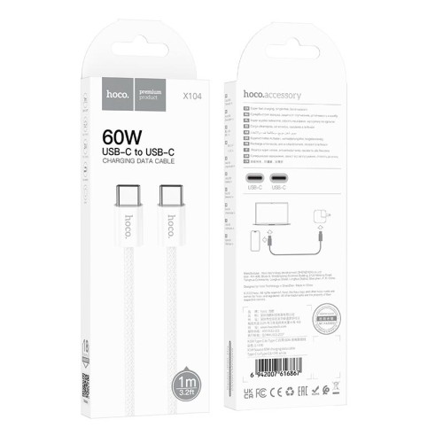 Кабель HOCO Source 60W charging data cable Type-C to Type-C X104 |1M| green