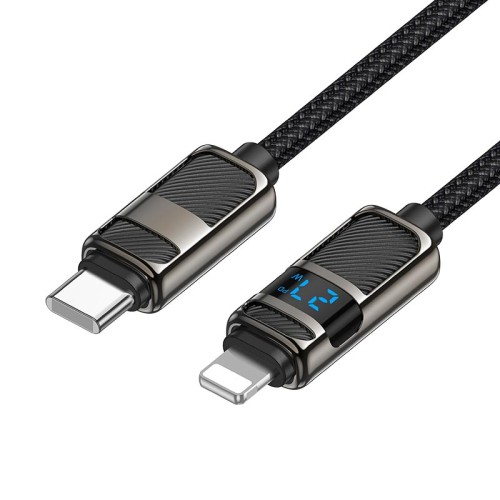 Кабель HOCO Type-C to Lightning Line charging data cable with display U137 |1.2m, 27W| black