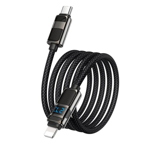 Кабель HOCO Type-C to Lightning Line charging data cable with display U137 |1.2m, 27W| black