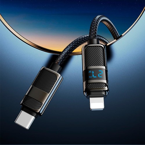Кабель HOCO Type-C to Lightning Line charging data cable with display U137 |1.2m, 27W| black