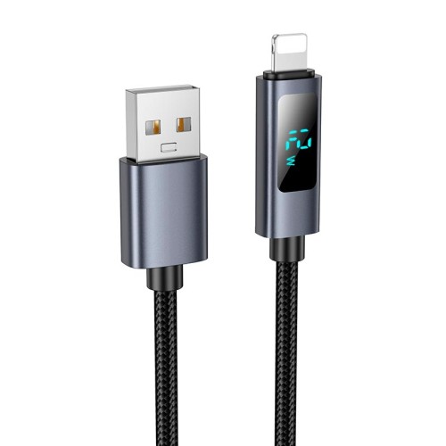 Кабель HOCO Lightning Favor charging data cable with display X112 |1m, 2.4A| black
