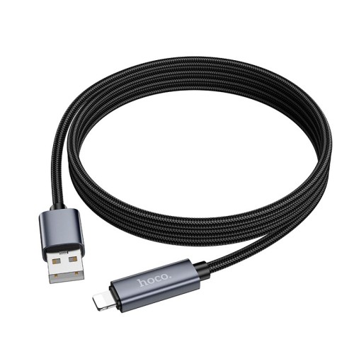 Кабель HOCO Lightning Favor charging data cable with display X112 |1m, 2.4A| black
