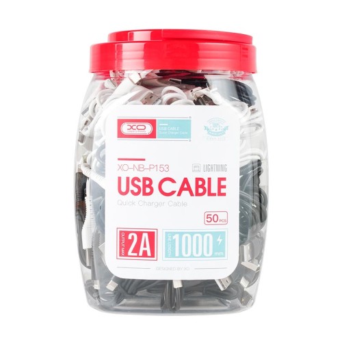 Кабель XO Lightning Bell usb cable (50 pcs/Bottle) NB103 |1m, 2.1A| black-white