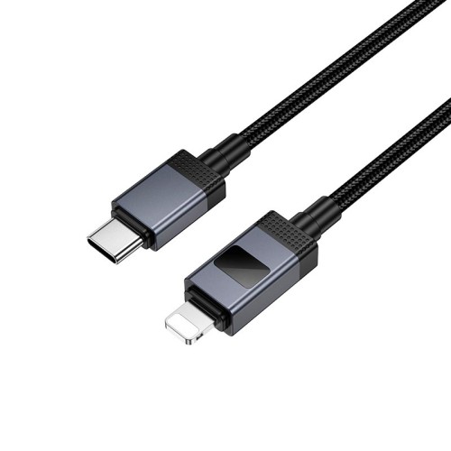 Кабель HOCO Type-C to Lightning Generous PD charging data cable with display X118 |1m, 27W| black