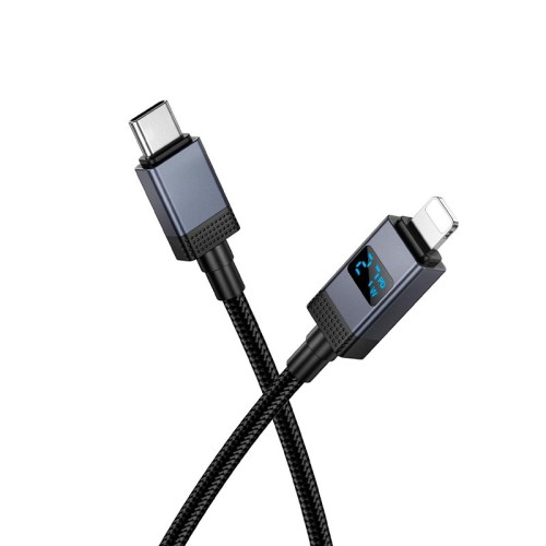 Кабель HOCO Type-C to Lightning Generous PD charging data cable with display X118 |1m, 27W| black
