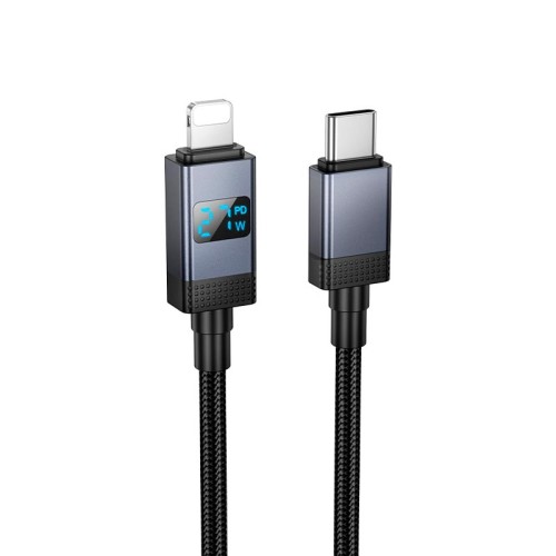 Кабель HOCO Type-C to Lightning Generous PD charging data cable with display X118 |1m, 27W| black