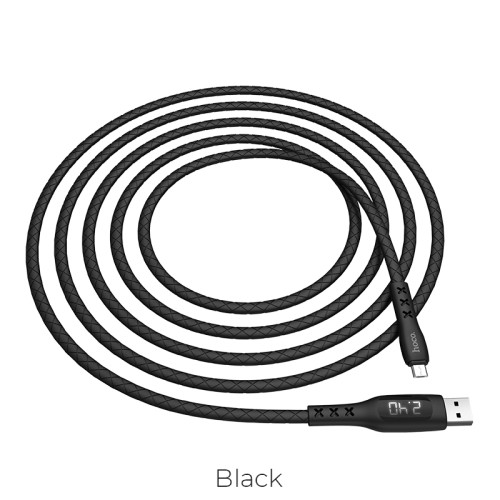 Кабель Hoco Micro USB Sentinel Tming Display S6 |1.2m, 2.4A| black