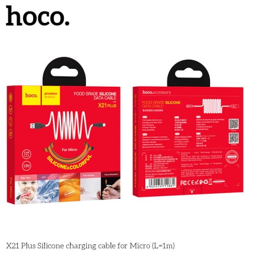 Кабель HOCO Micro USB Silicone X21 Plus |1m, 2.4A| black-blue