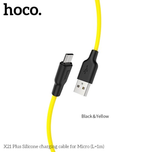 Кабель HOCO Micro USB Silicone X21 Plus |1m, 2.4A| black-orange
