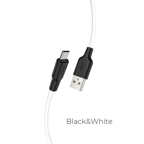Кабель HOCO Micro USB Silicone X21 Plus |2M, 2.4A| black-white
