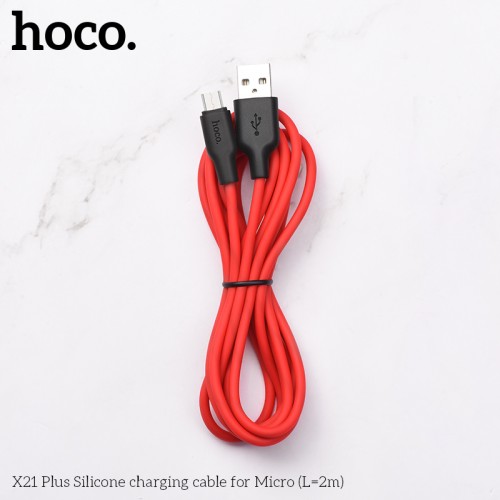 Кабель HOCO Micro USB Silicone X21 Plus |2M, 2.4A| black-white