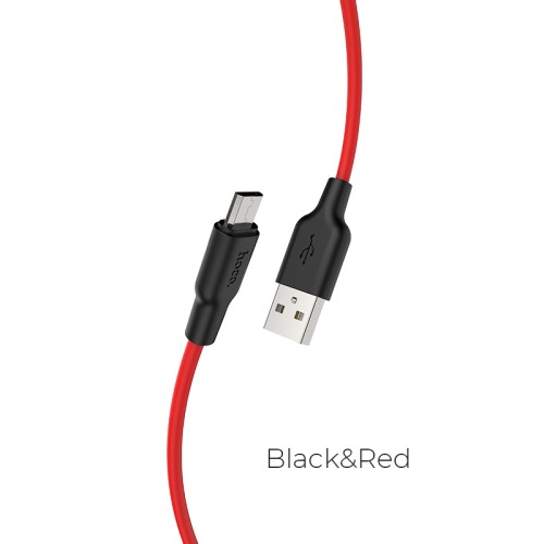 Кабель HOCO Micro USB Silicone X21 Plus |2M, 2.4A| black-white